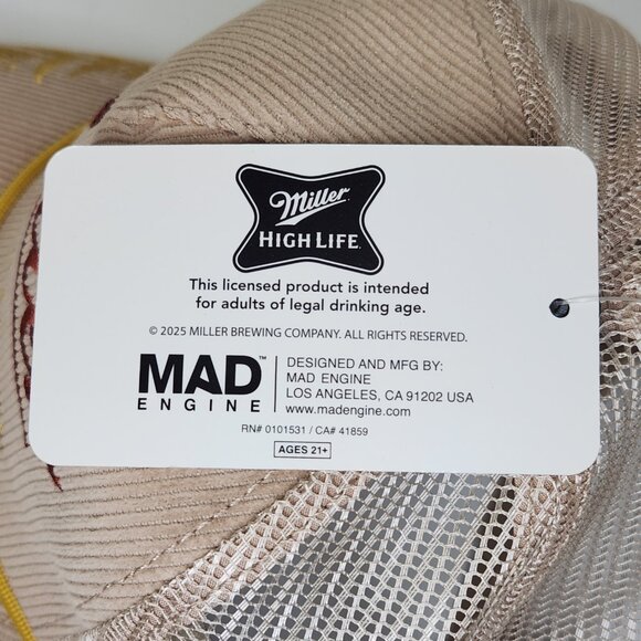 Miller High Life Retro Tan Corduroy Rope Snapback Mesh Trucker Hat Cap Beer NWT - Picture 5 of 5